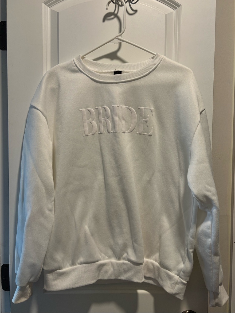 White 'BRIDE' Pullover Sweatshirt